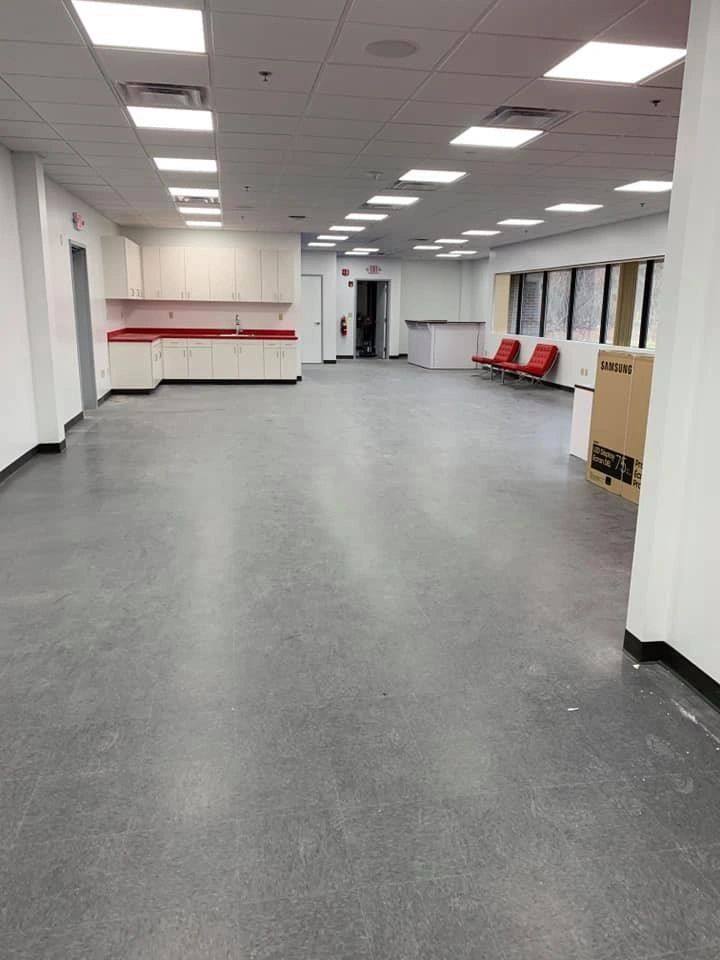 Before: office floor before refinishing