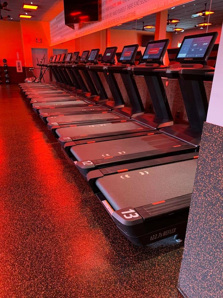 Treadmill area, wiped down and vacuumed