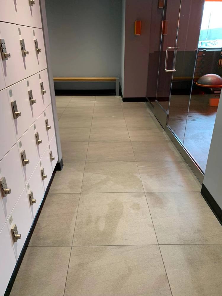 Locker area, mopped and detailed
