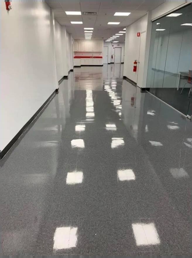 Office corridor after burnishing